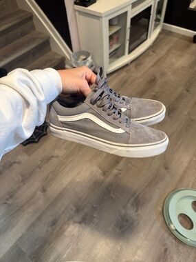 Vans gray suede Old Skool sneakers with white side stripe